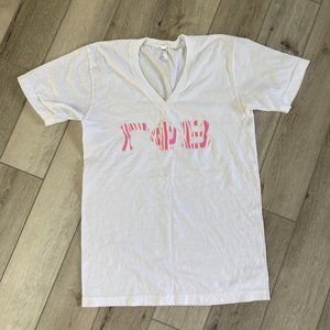 American apparel white v neck gamma phi beta shirt